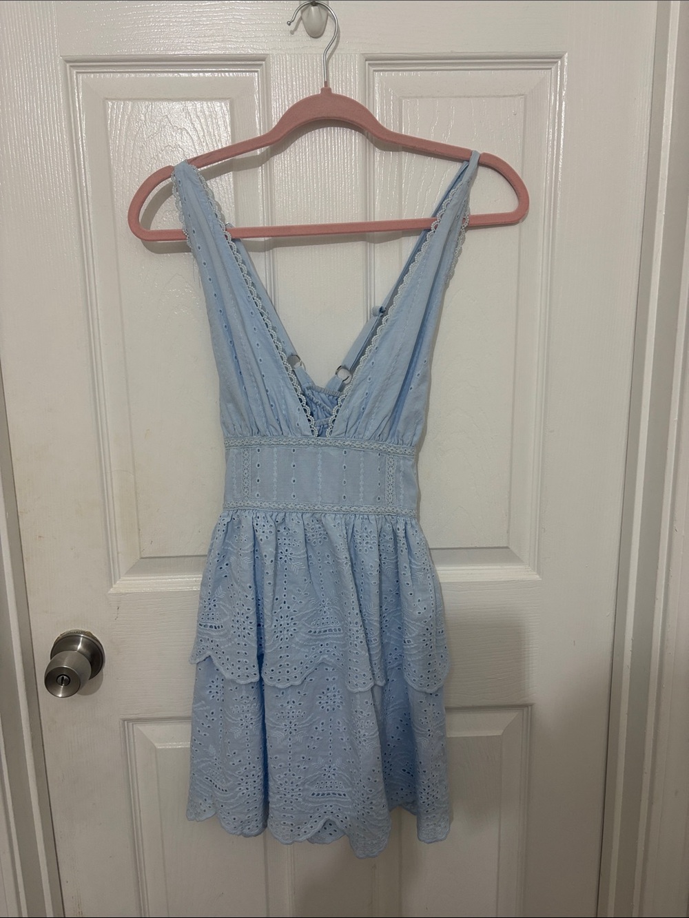 Light Blue Eyelet Mini Dress - Fortunate One